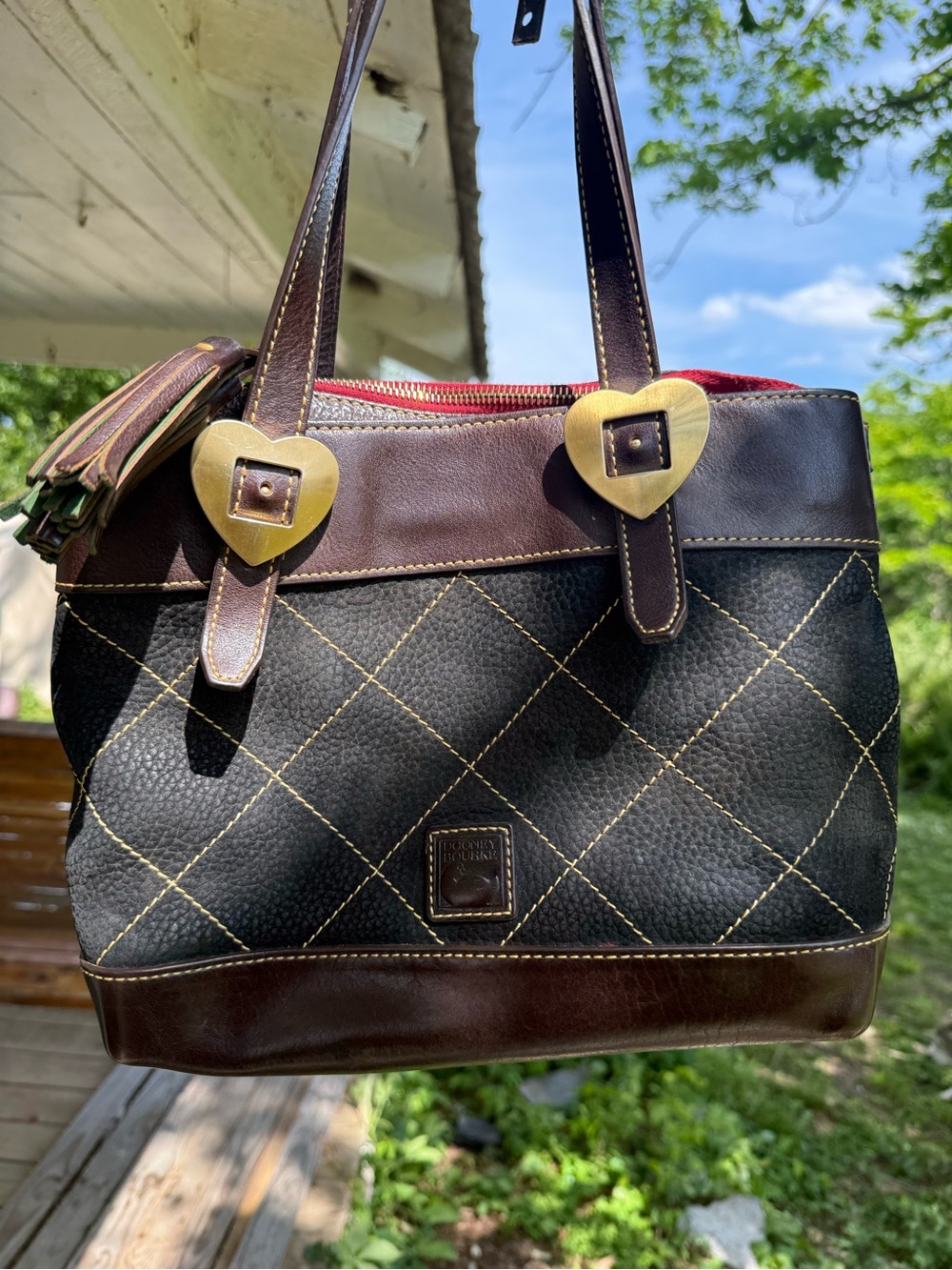 Dooney and Bourke Shoulder Bag with Heart Buckle Accents